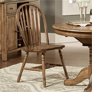 Pemberly Row Antique Honey Windsor Side Chair Set of 2 with Turned Legs