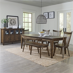 Pemberly Row 6 Piece Rectangular Table Set with Spindle Back Chairs