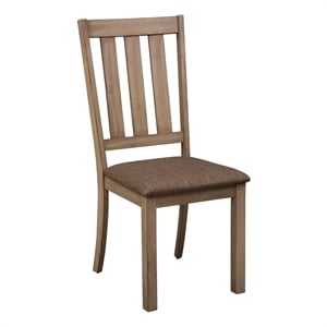 Pemberly Row Light Brown Sandstone Slat Back Side Chair Set of 2 Tweed