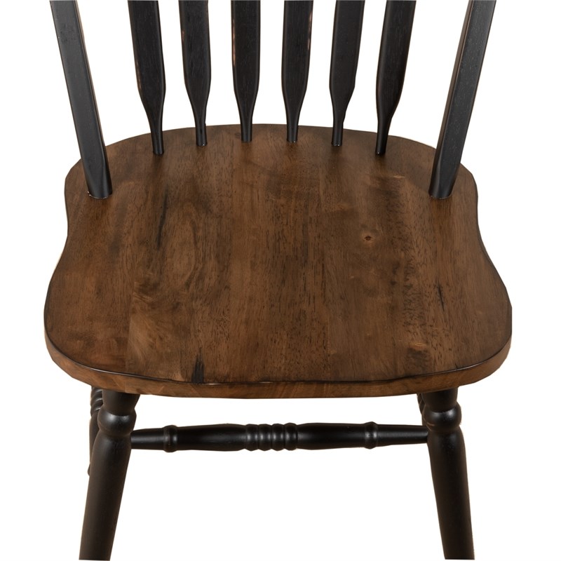 Pemberly Row Windsor Side Chair Set of 2 with Turned Legs in Black