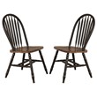 Pemberly Row Windsor Side Chair Set of 2 with Turned Legs in Black