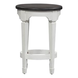 Pemberly Row White Console Stool with Footrest and Pine Solids
