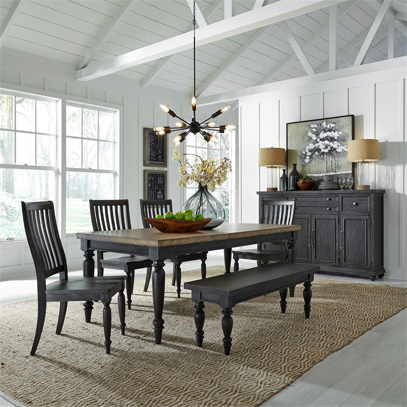 Pemberly Row 6 Piece Rectangular Table Set with Slat Back Chairs