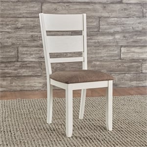 Pemberly Row Slat Back Upholstered Side Chair Set of 2 in Grey Linen