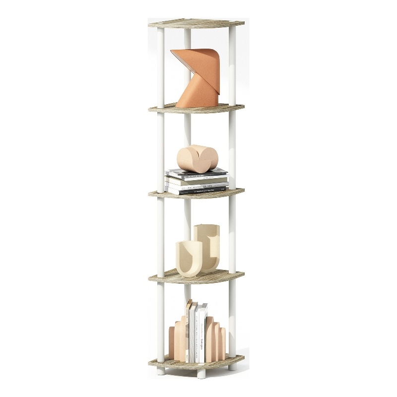 Pemberly Row 5-Tier Corner Display Rack Shelving Unit in Light Oak