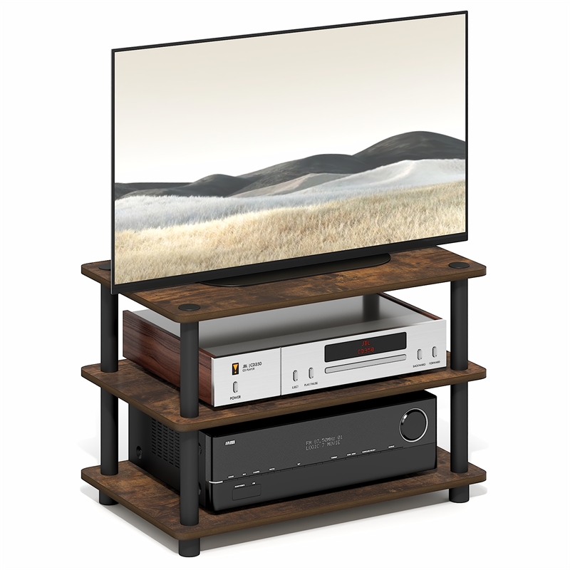 Pemberly Row 3-Tier Entertainment Center for TV up to 32 Inch in Amber Pine