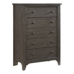 Pemberly Row Taylor 5-Drawer Chest with Metal Slides in Dusk