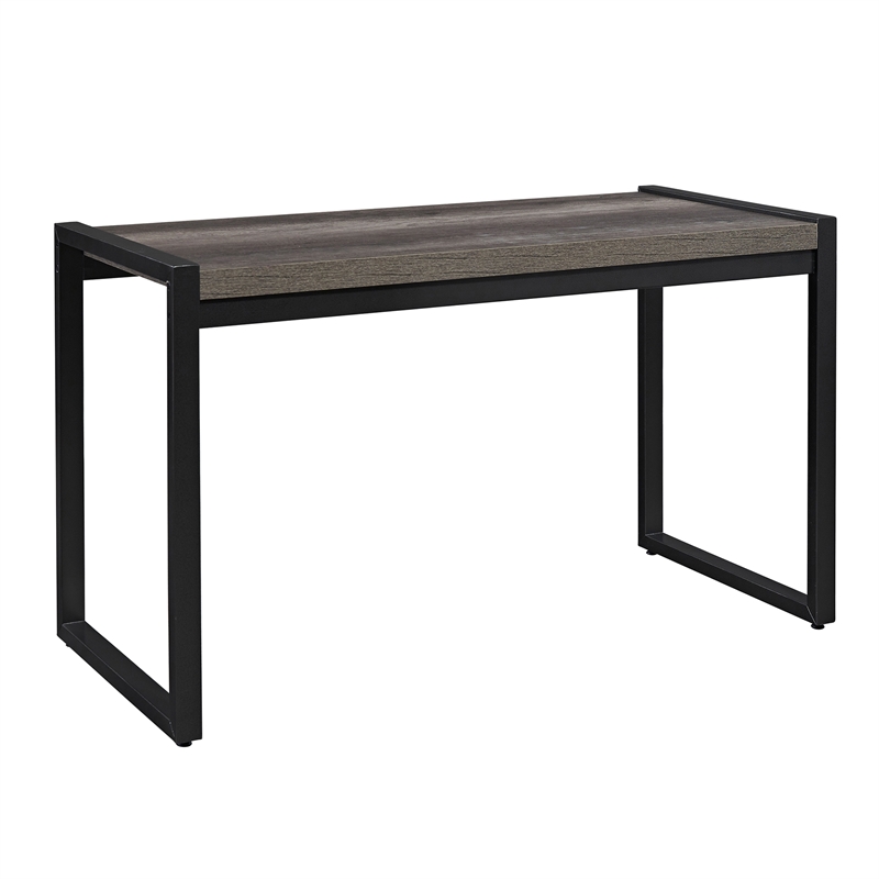 Pemberly Row Medium Gray Writing Desk with Floating Shelf Design