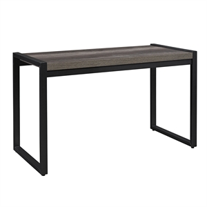 Pemberly Row Medium Gray Writing Desk with Floating Shelf Design