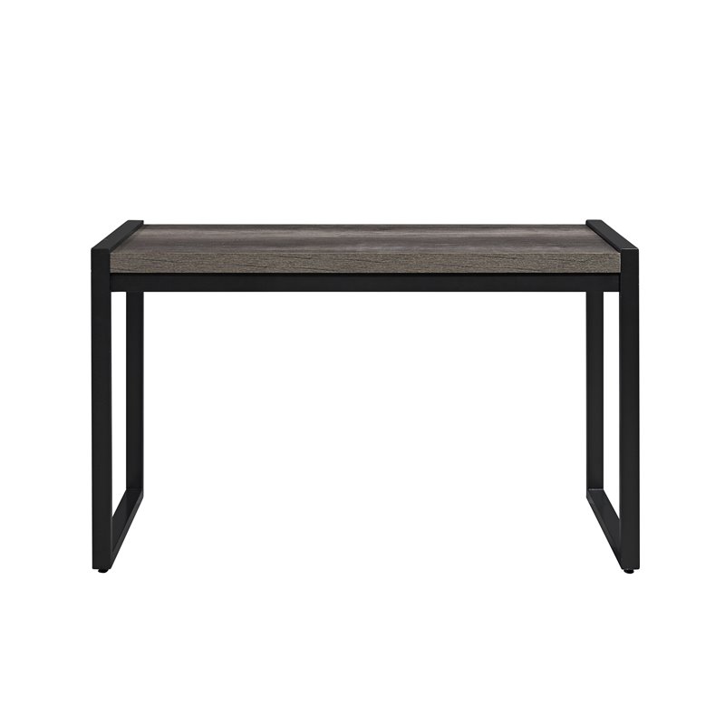 Pemberly Row Medium Gray Writing Desk with Floating Shelf Design