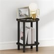 Pemberly Row 2-Tier Round Tall Narrow Open Shelf Nightstand in Espresso