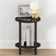 Pemberly Row 2-Tier Round Tall Narrow Open Shelf Nightstand in Espresso