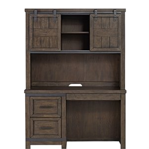 Pemberly Row Dark Gray 2 Piece Desk Set with Full Extension Drawer Glides