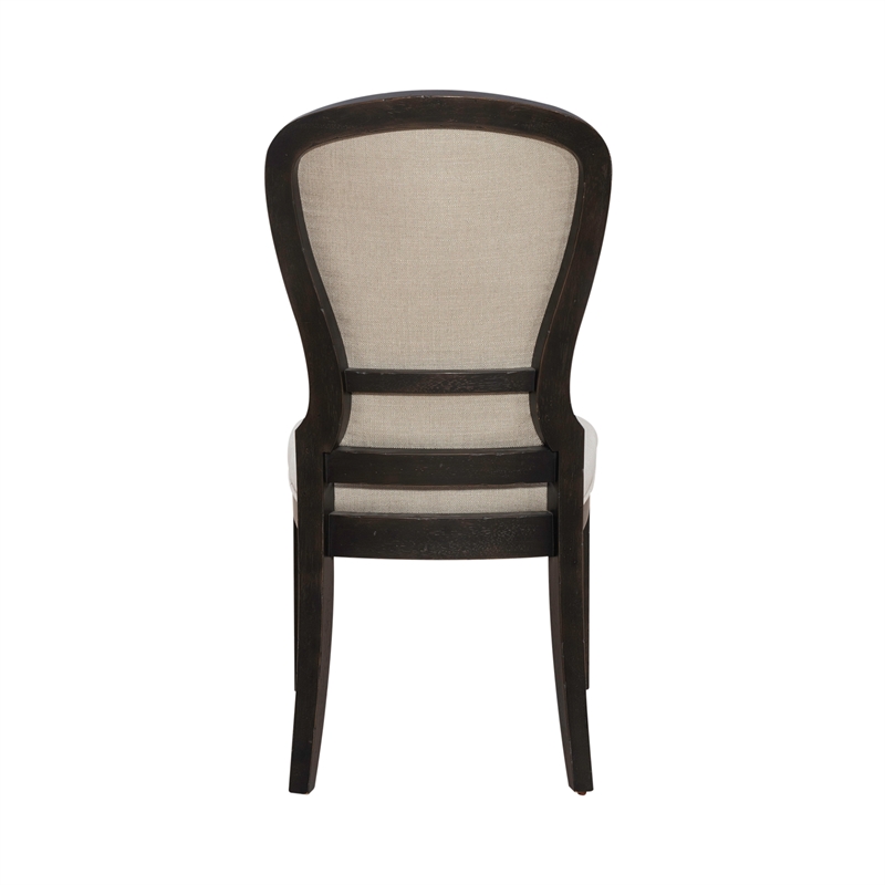 Pemberly Row Upholstered Tufted Back Side Chair Set of 2 in Black