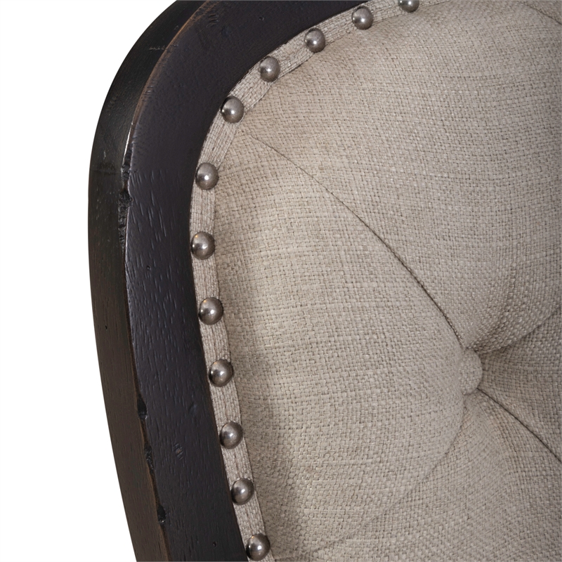 Pemberly Row Upholstered Tufted Back Side Chair Set of 2 in Black