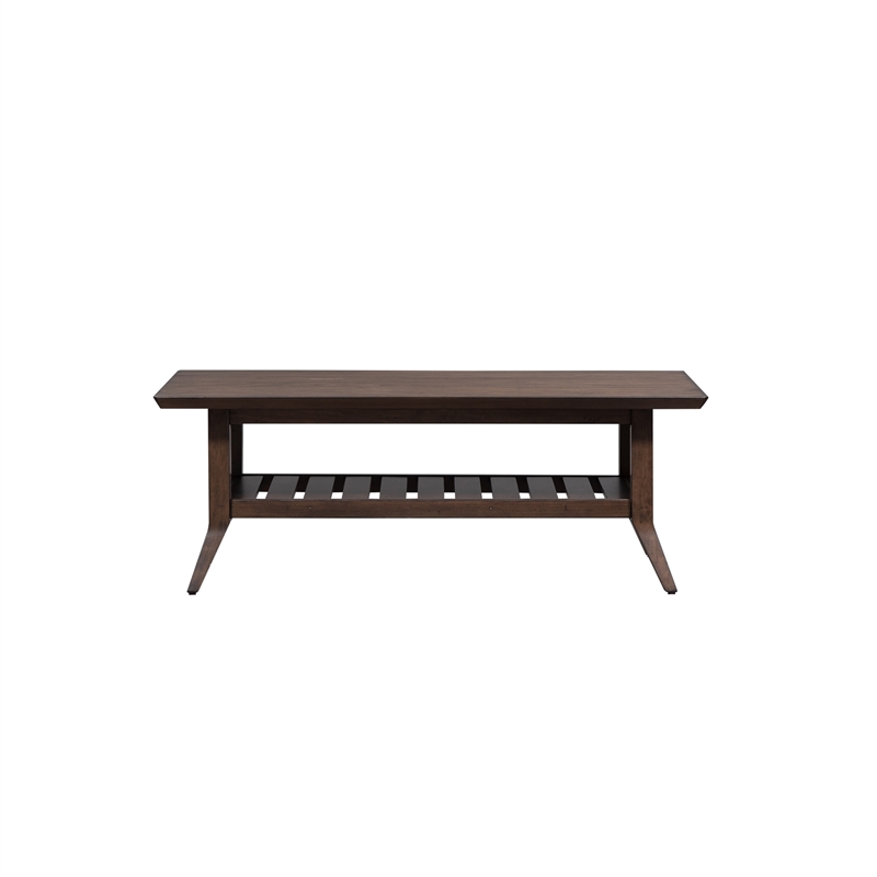 Pemberly Row Rectangular Cocktail Table with Angled Apron and Tapered Legs