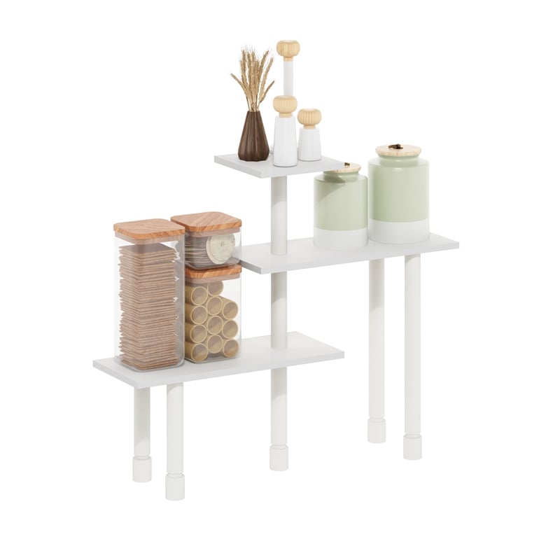 Pemberly Row 3-Tier Adjustable Countertop Corner Organizer in White