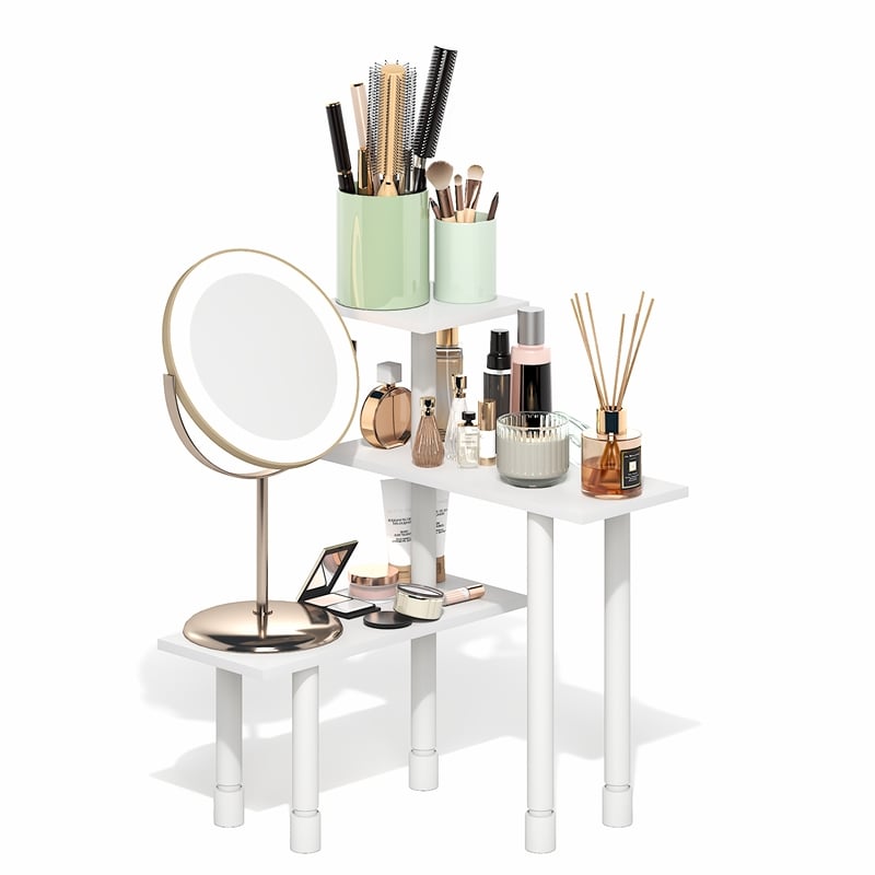Pemberly Row 3-Tier Adjustable Countertop Corner Organizer in White