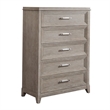 Pemberly Row 5 Drawer Chest with Dovetail in Washed Taupe Silver Champagne