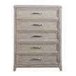 Pemberly Row 5 Drawer Chest with Dovetail in Washed Taupe Silver Champagne