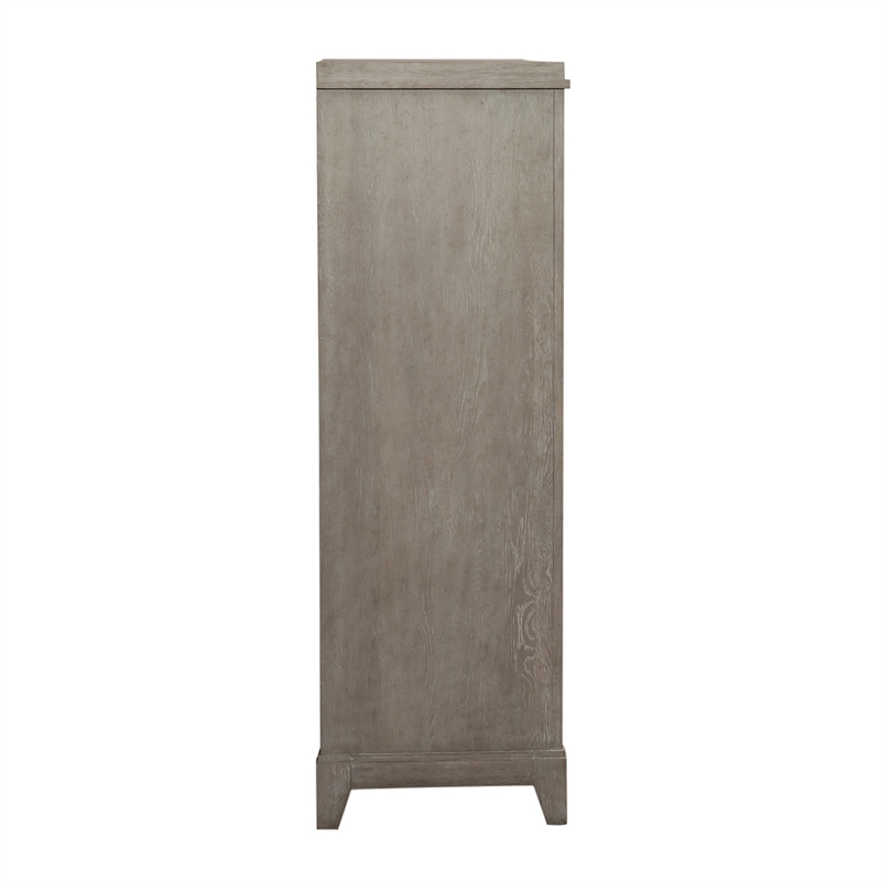 Pemberly Row 5 Drawer Chest with Dovetail in Washed Taupe Silver Champagne