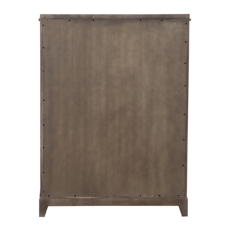 Pemberly Row 5 Drawer Chest with Dovetail in Washed Taupe Silver Champagne
