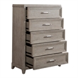 Pemberly Row 5 Drawer Chest with Dovetail in Washed Taupe Silver Champagne