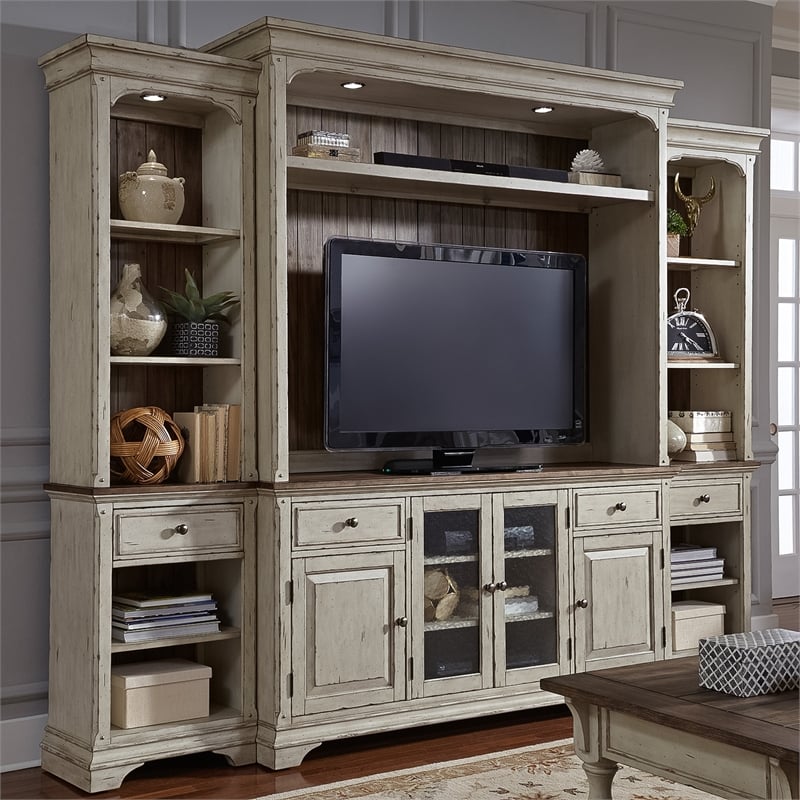 Pemberly Row Entertainment Center with Piers and LED Lighting