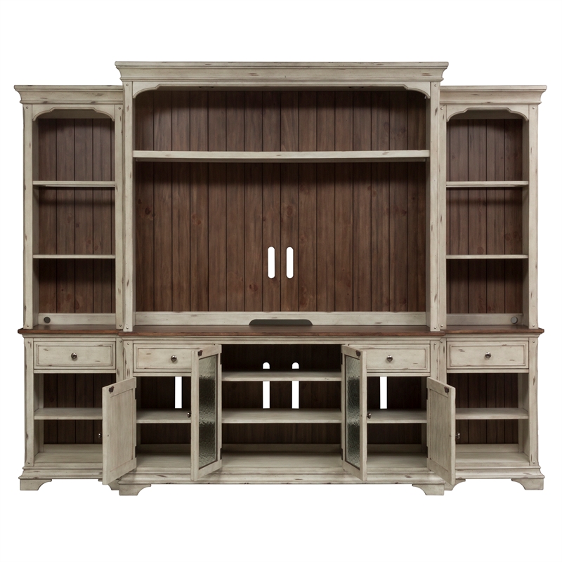 Pemberly Row Entertainment Center with Piers and LED Lighting