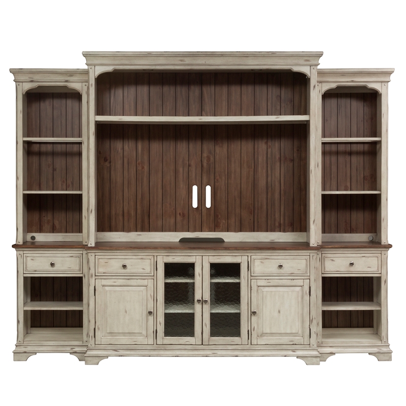 Pemberly Row Entertainment Center with Piers and LED Lighting