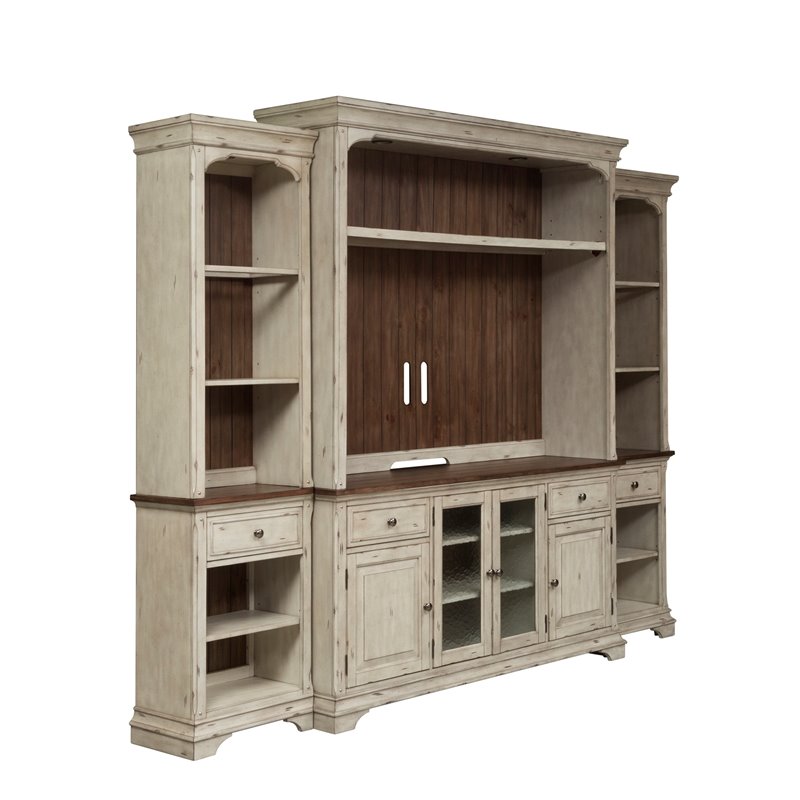 Pemberly Row Entertainment Center with Piers and LED Lighting