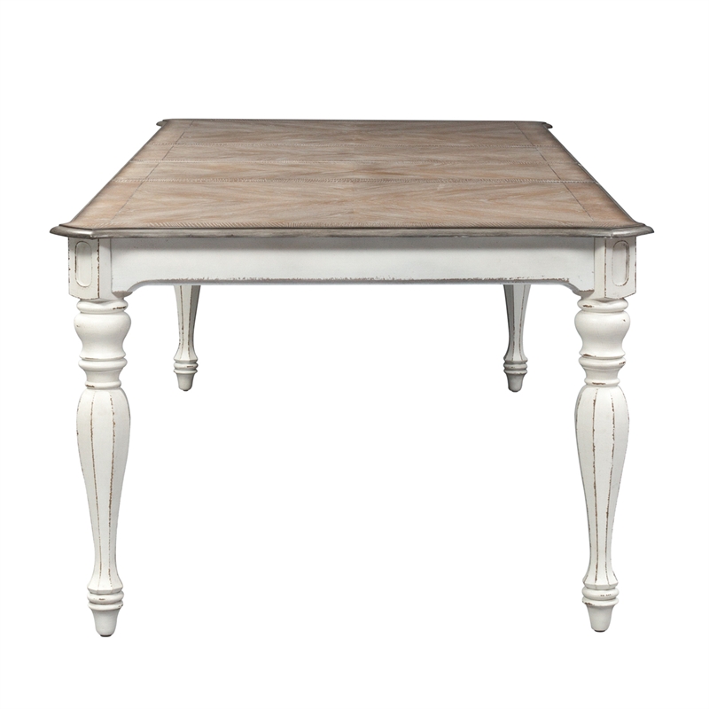 Pemberly Row Rectangular Leg Table with Fancy Face Top and Turned Legs