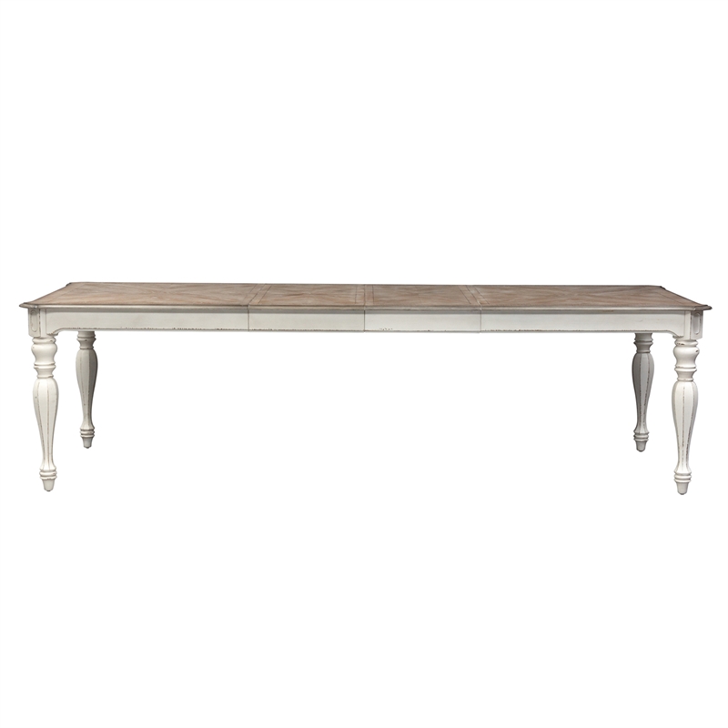 Pemberly Row Rectangular Leg Table with Fancy Face Top and Turned Legs