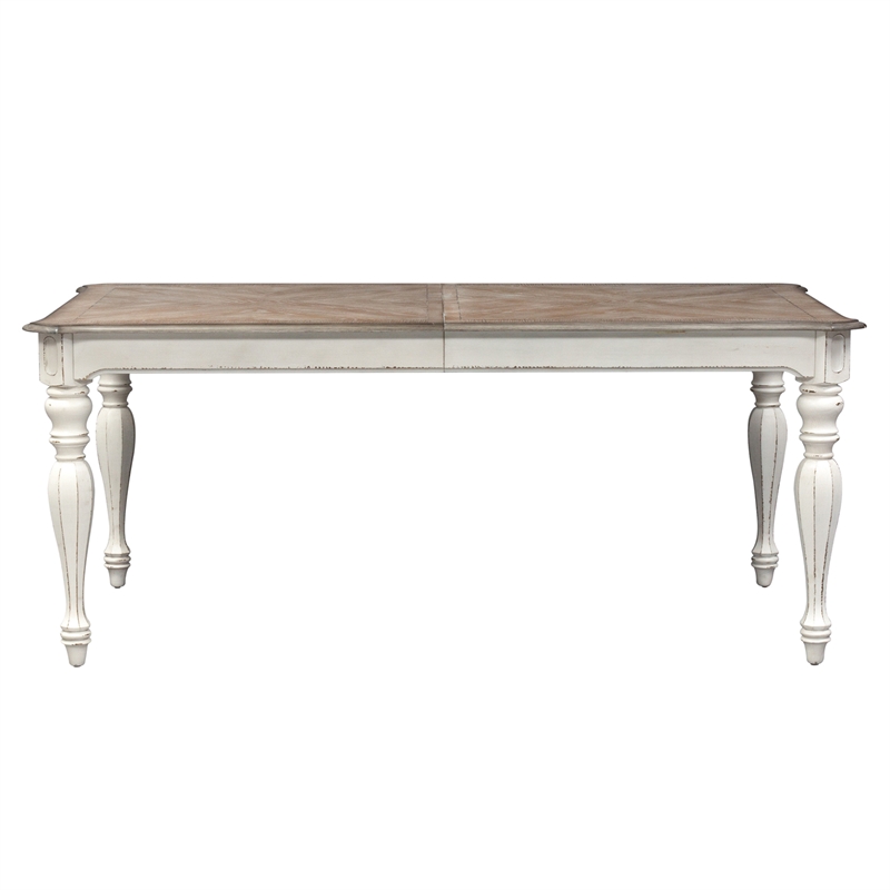 Pemberly Row Rectangular Leg Table with Fancy Face Top and Turned Legs