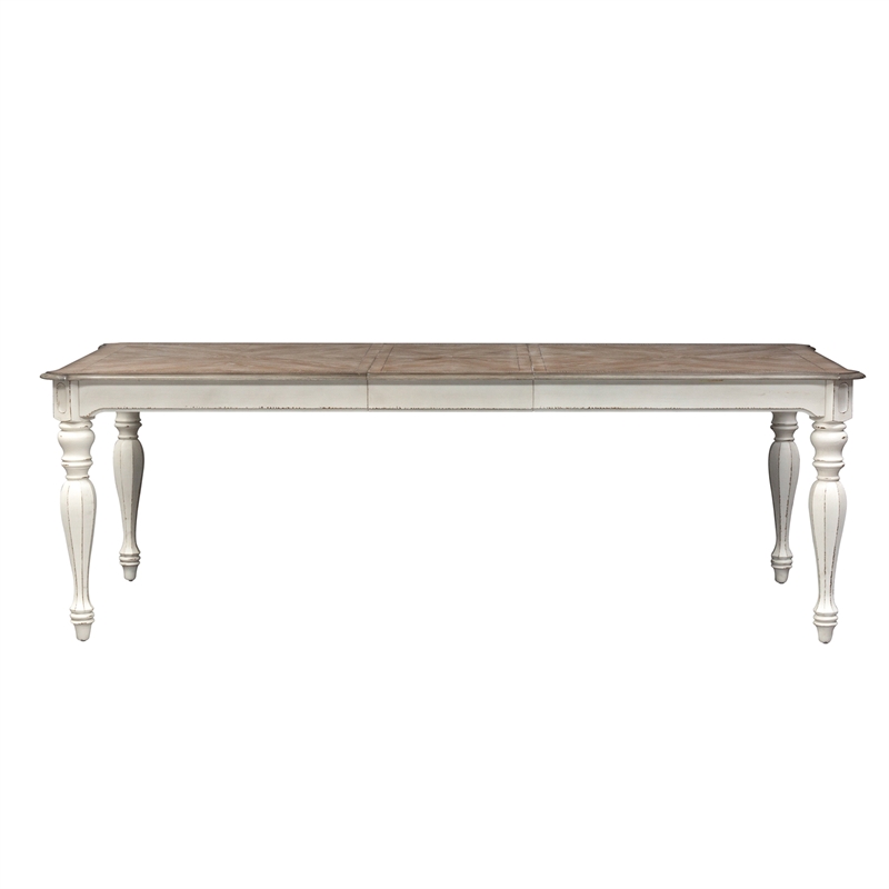 Pemberly Row Rectangular Leg Table with Fancy Face Top and Turned Legs