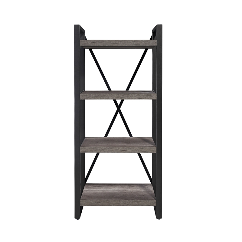 Pemberly Row Medium Gray Pier Unit with Floating Shelf Design