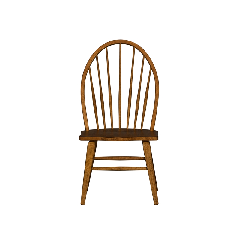 Pemberly Row Windsor Back Side Chair Set of 2 in Oak and Black