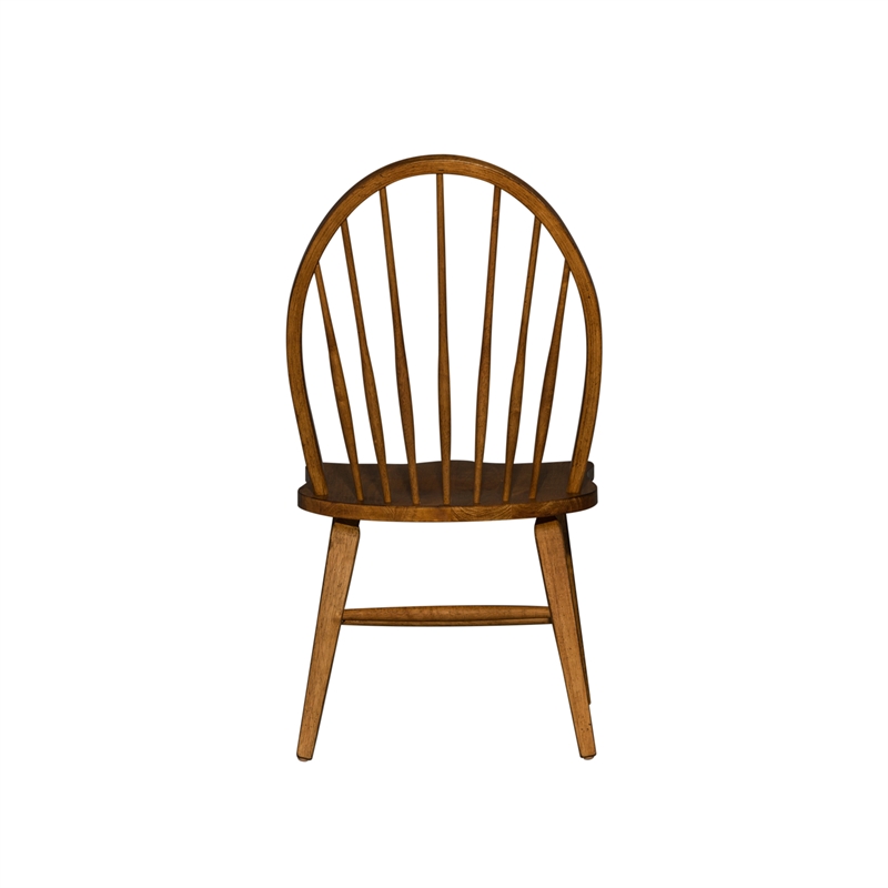 Pemberly Row Windsor Back Side Chair Set of 2 in Oak and Black
