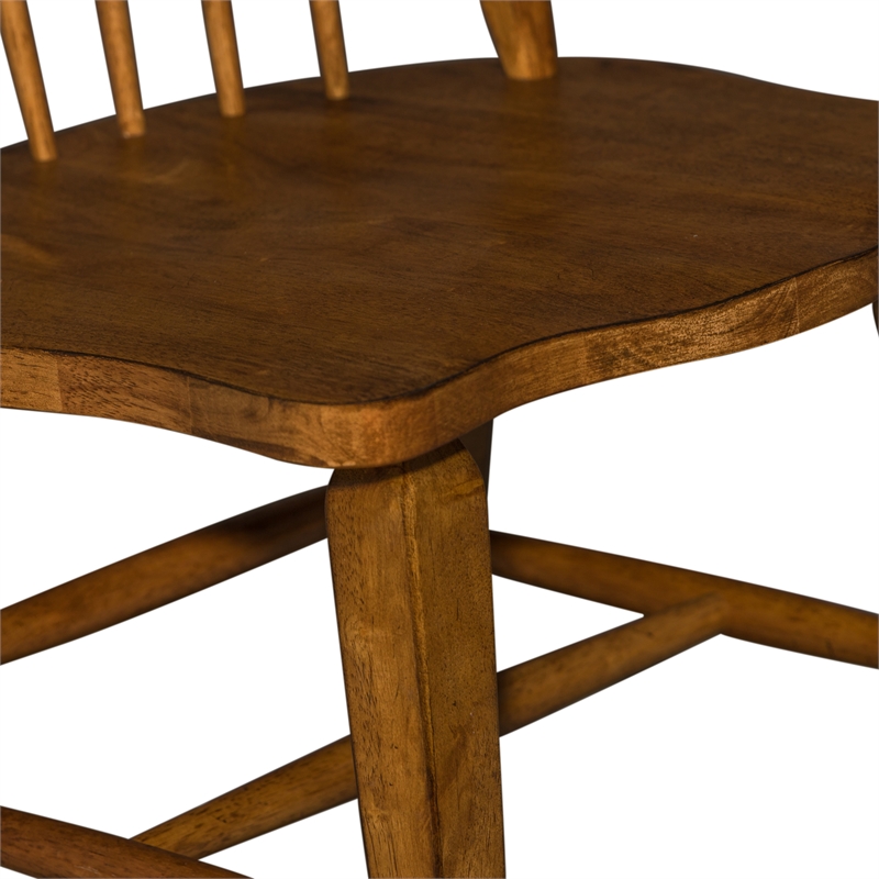 Pemberly Row Windsor Back Side Chair Set of 2 in Oak and Black