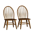 Pemberly Row Windsor Back Side Chair Set of 2 in Oak and Black