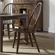 Pemberly Row Windsor Back Side Chair Set of 2 in Oak and Black
