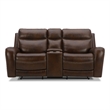 Pemberly Row Blair Transitional Leather Loveseat with Power Recline in Brown