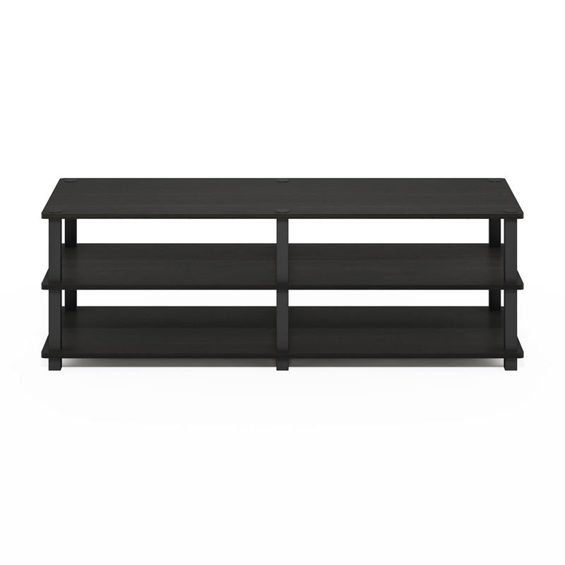 Pemberly Row No Tools 3-Tier Entertainment TV Stand in Espresso/Black