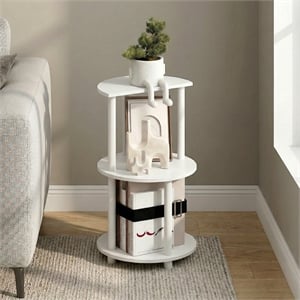 Pemberly Row 3-Tier Half Round Toolless End Table with Shelves in White
