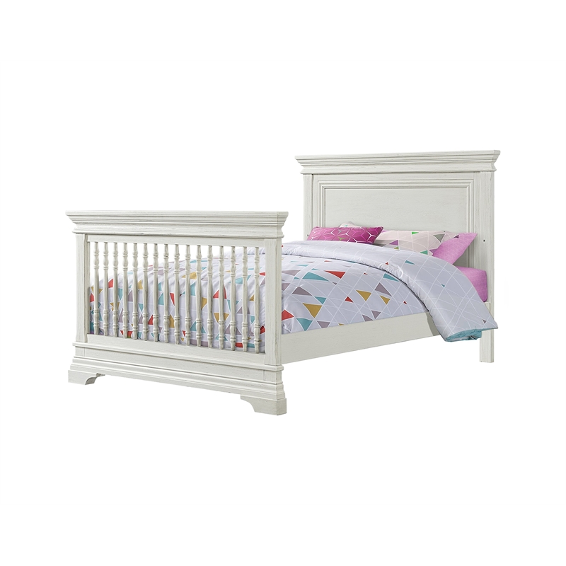 Pemberly Row Traditional Wood Convertible Crib with 3 Heights in Brushed White