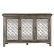 Pemberly Row Multi 3 Door Accent Cabinet with Floral Overlay and Mirror