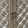 Pemberly Row Multi 3 Door Accent Cabinet with Floral Overlay and Mirror