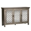 Pemberly Row Multi 3 Door Accent Cabinet with Floral Overlay and Mirror