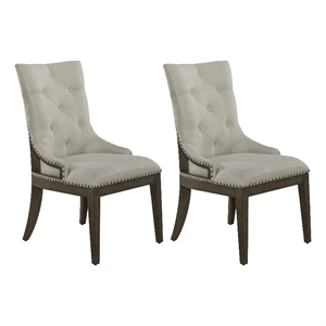 Pemberly Row Upholstered Shelter Side Chair Set of 2 with Nail Head Trim