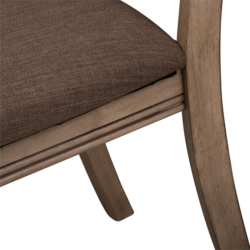 Pemberly Row Upholstered Side Chair with Bead Molding in Sandstone/Brown